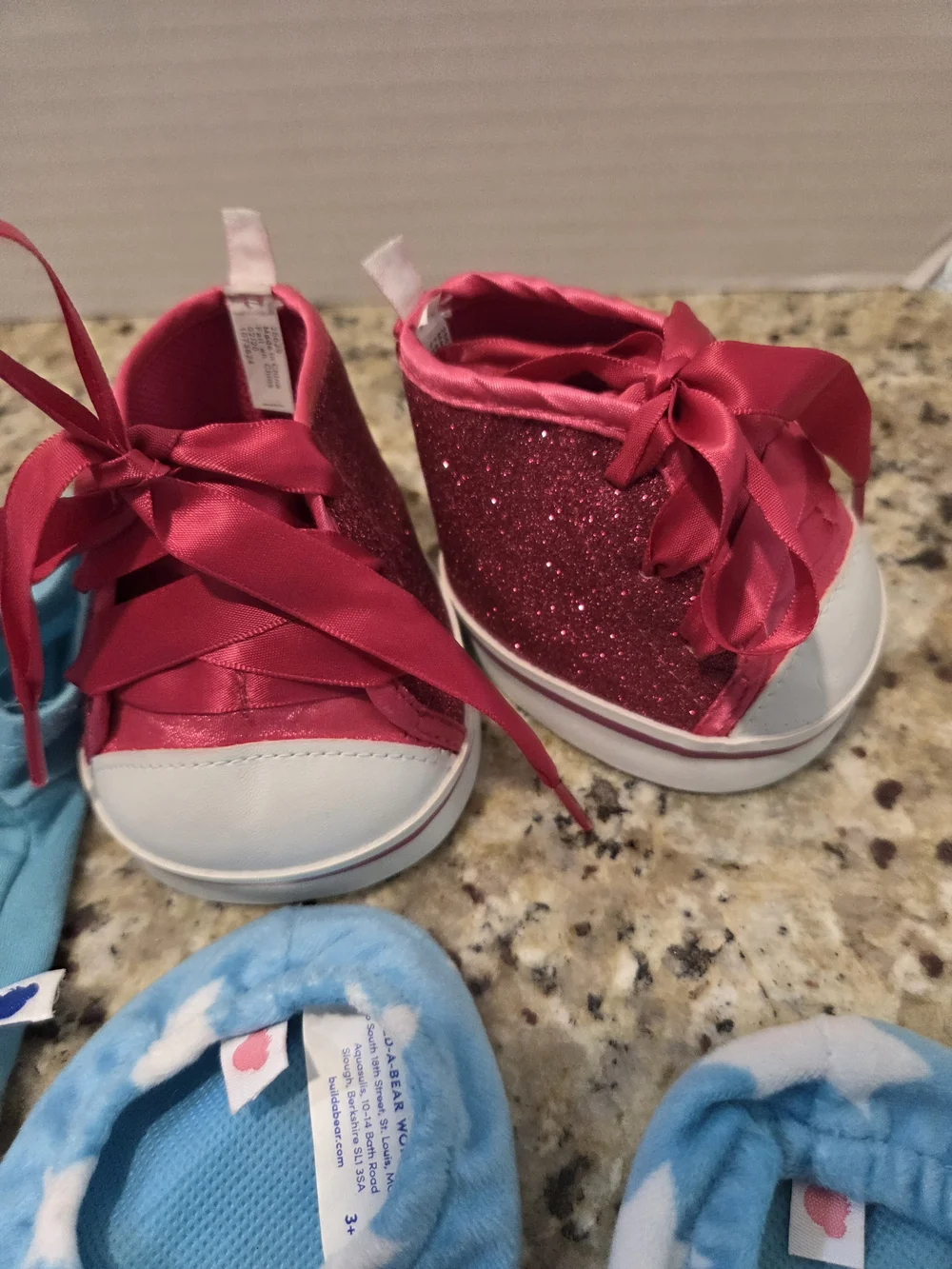 Build A Bear BAB Clothing Lot Pink Glitter Shoes Train Dragon Outfit Backpack